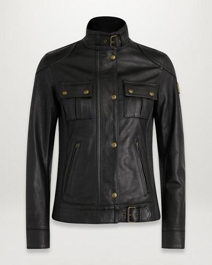 Veste Cuir Belstaff Femme Gangster Noir Soldes TN4356801